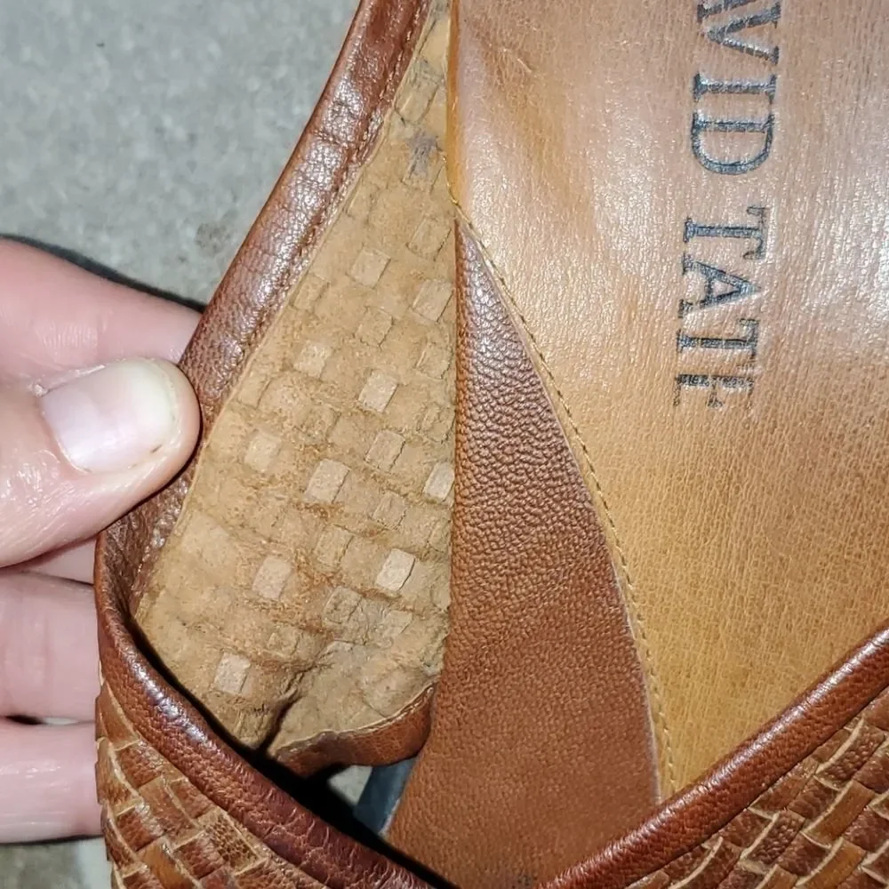 Vintage woven leather David Tate Brown Criss-Cross Sandals - Picture 13 of 13